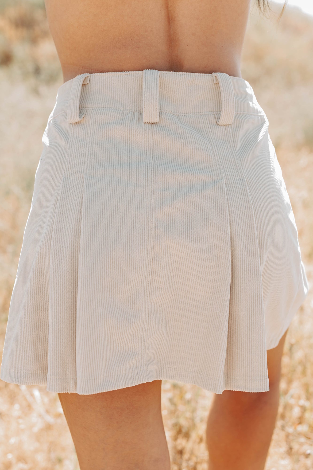 Spring In The Air Corduroy Mini Skirt (Beige) - NanaMacs