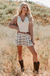 Pretty Feelings Plaid Mini Skirt (Cream) - NanaMacs