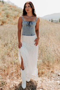 Fast Lane Living Denim Bustier Top (Denim) - NanaMacs