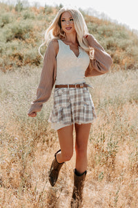 Pretty Feelings Plaid Mini Skirt (Cream) - NanaMacs