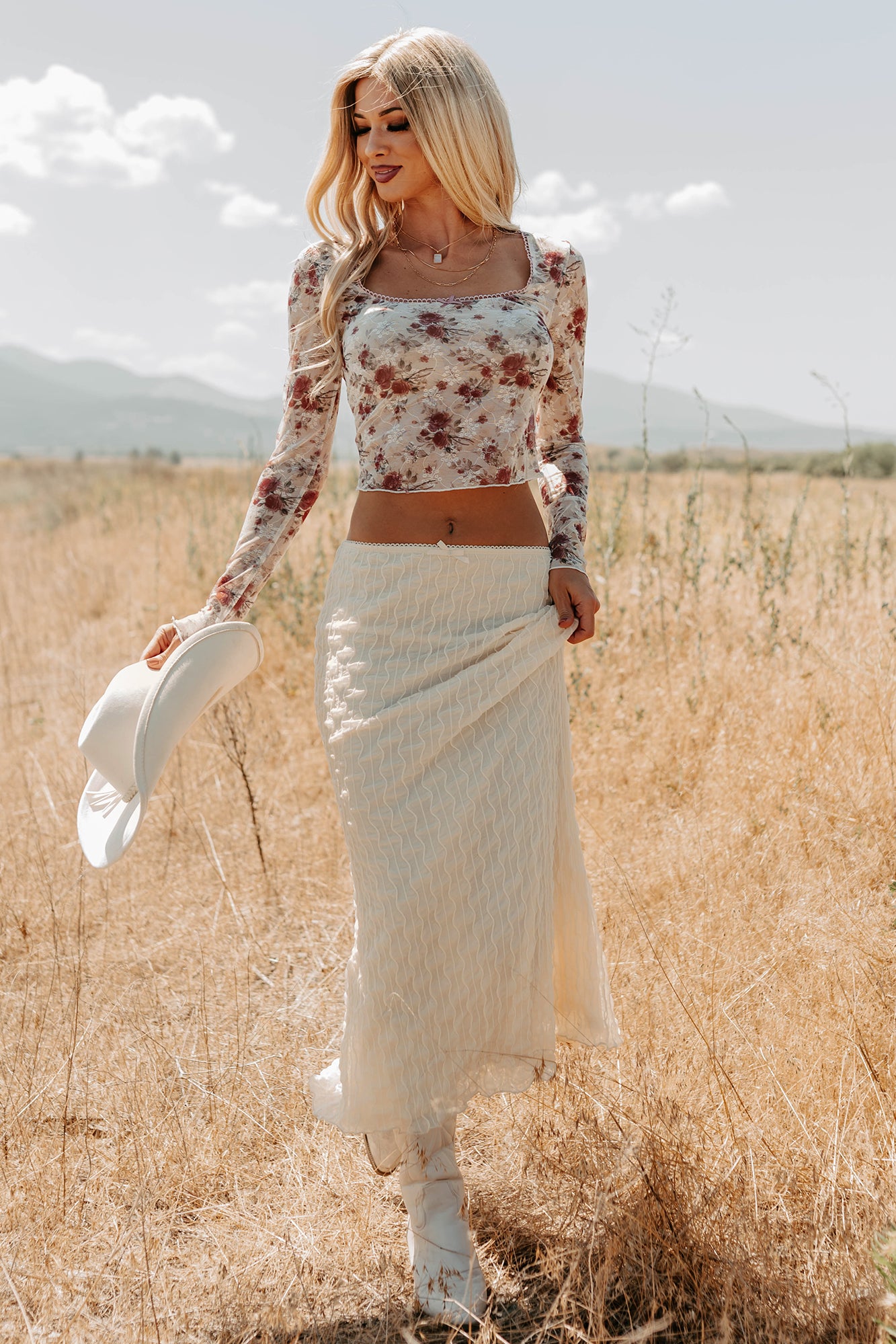 Polished Ease Textured Lace Maxi Skirt (Ivory) · NanaMacs