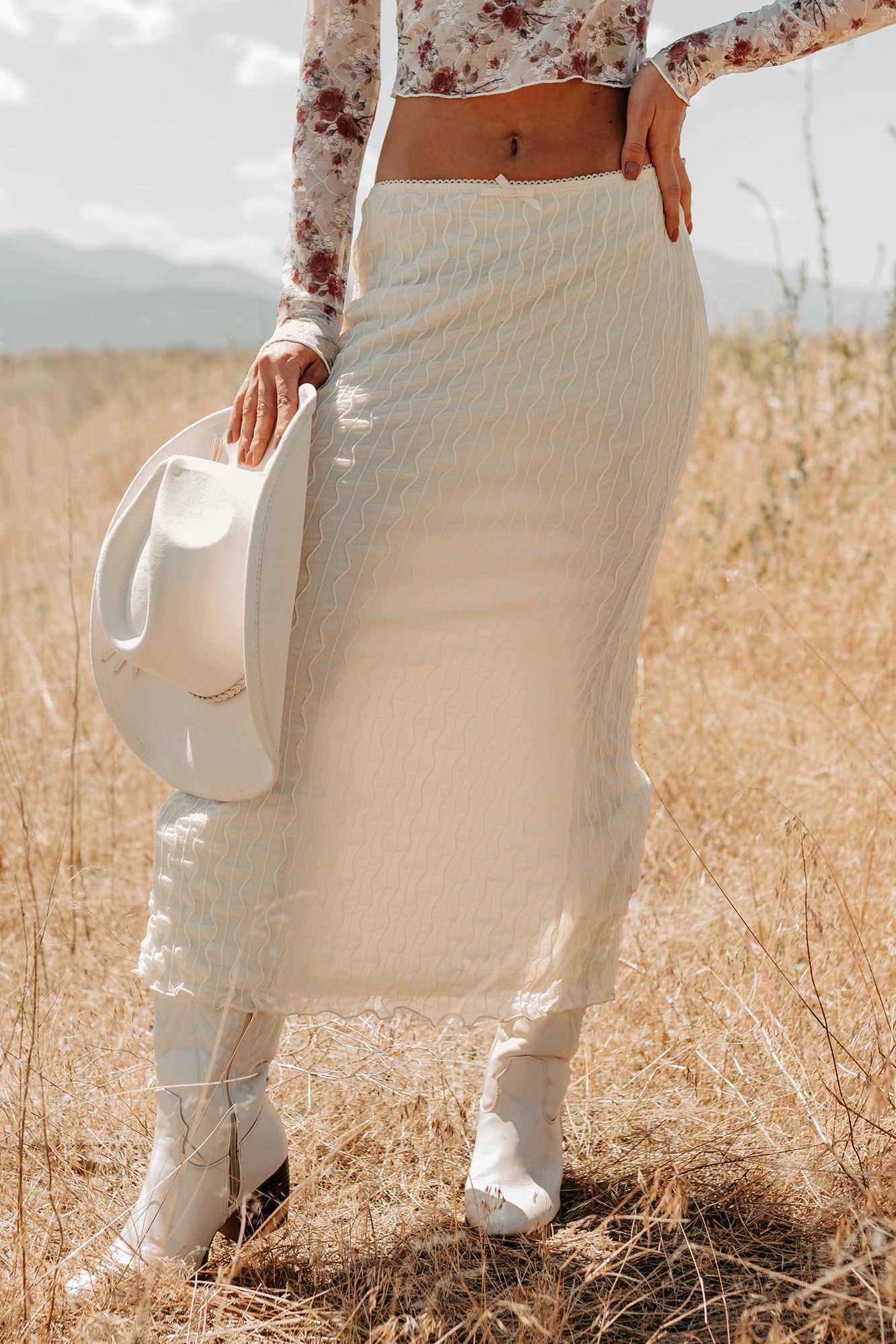 Polished Ease Textured Lace Maxi Skirt (Ivory) · NanaMacs