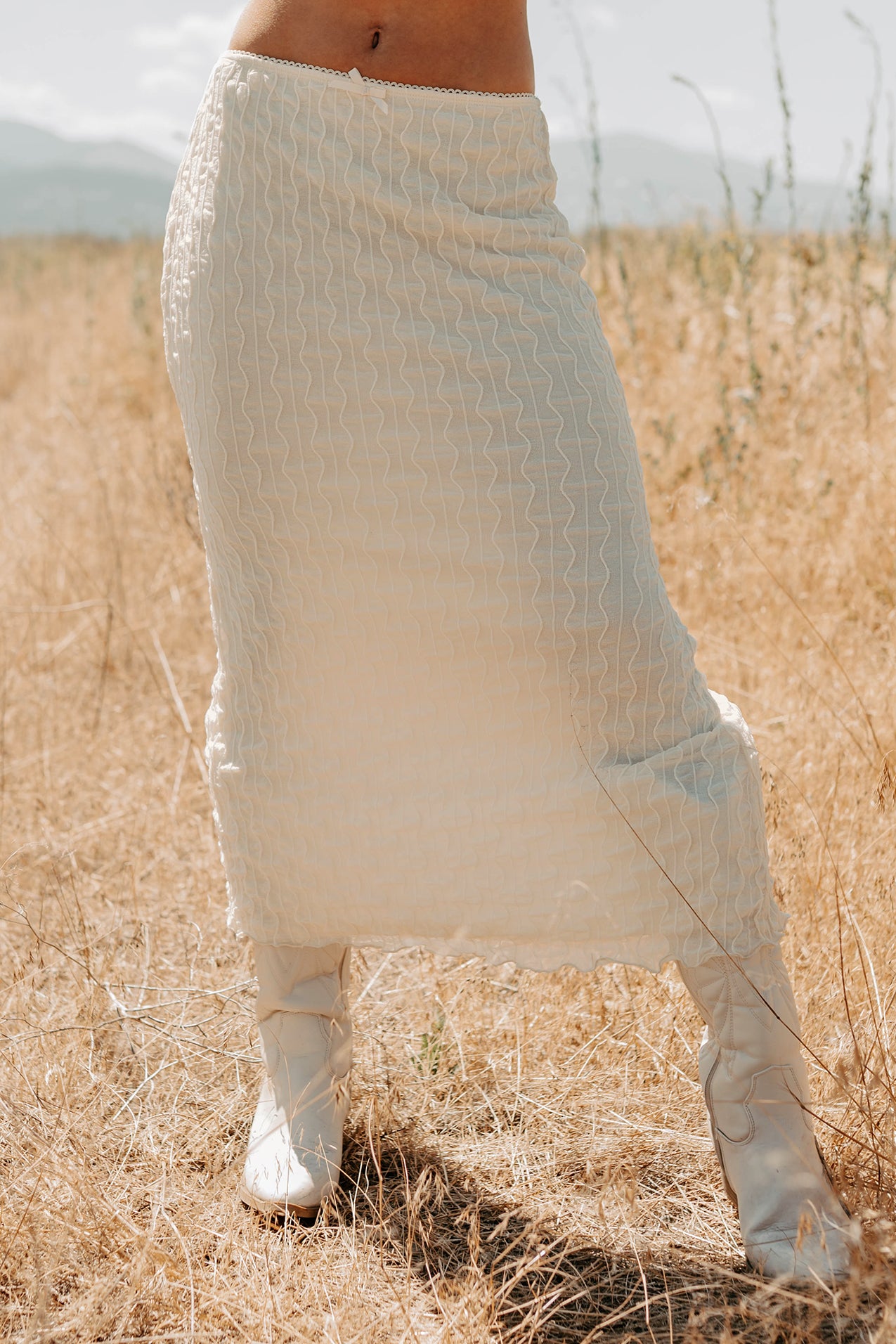 Polished Ease Textured Lace Maxi Skirt (Ivory) · NanaMacs