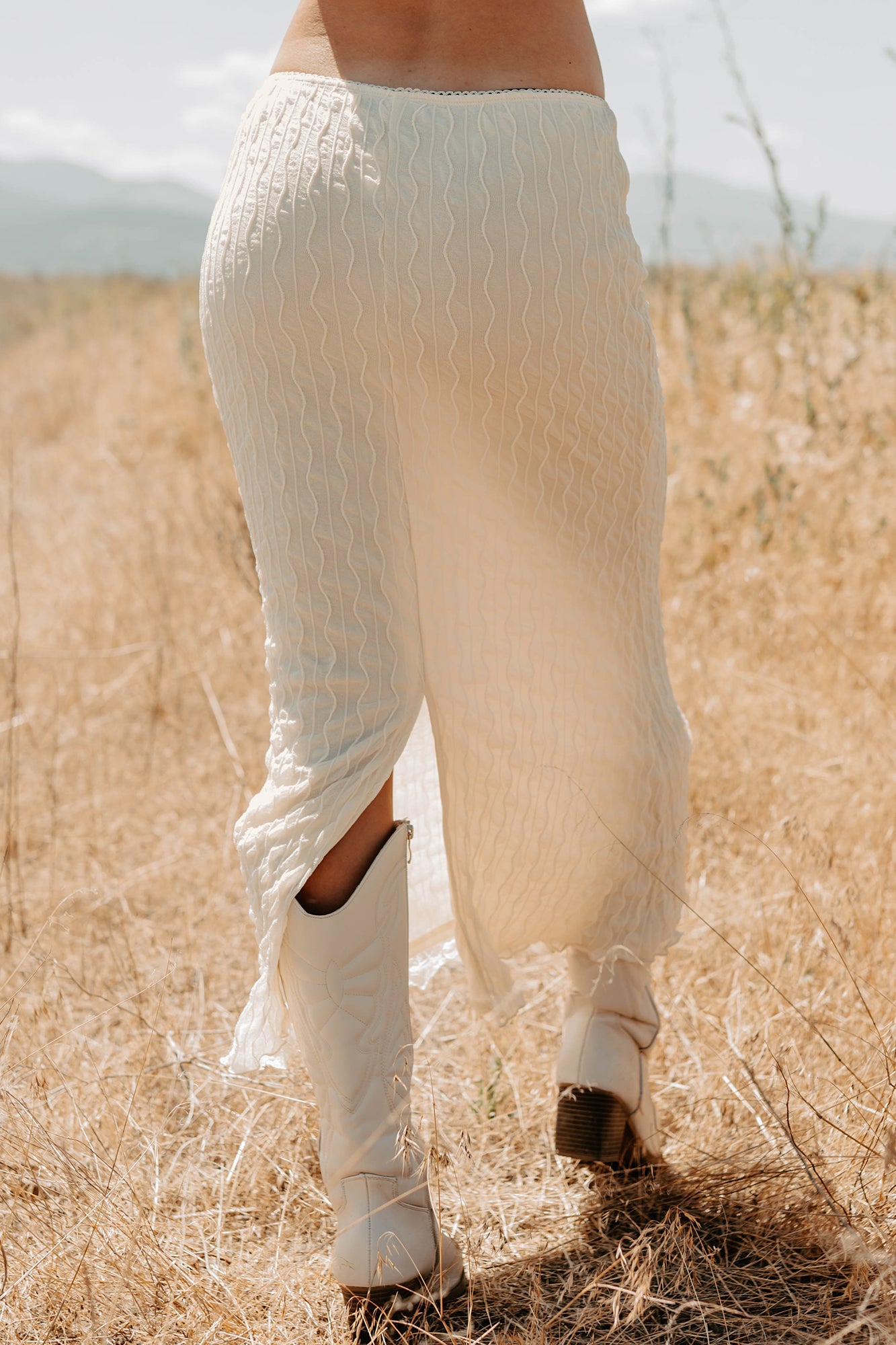 Polished Ease Textured Lace Maxi Skirt (Ivory) · NanaMacs