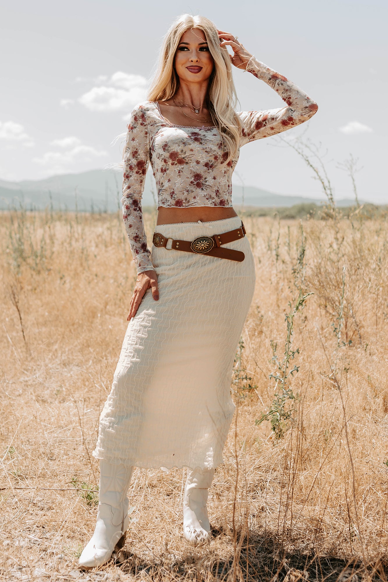 Polished Ease Textured Lace Maxi Skirt (Ivory) · NanaMacs
