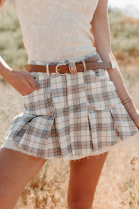 Pretty Feelings Plaid Mini Skirt (Cream) - NanaMacs