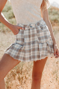 Pretty Feelings Plaid Mini Skirt (Cream) - NanaMacs
