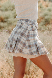 Pretty Feelings Plaid Mini Skirt (Cream) - NanaMacs