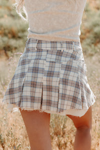 Pretty Feelings Plaid Mini Skirt (Cream) - NanaMacs