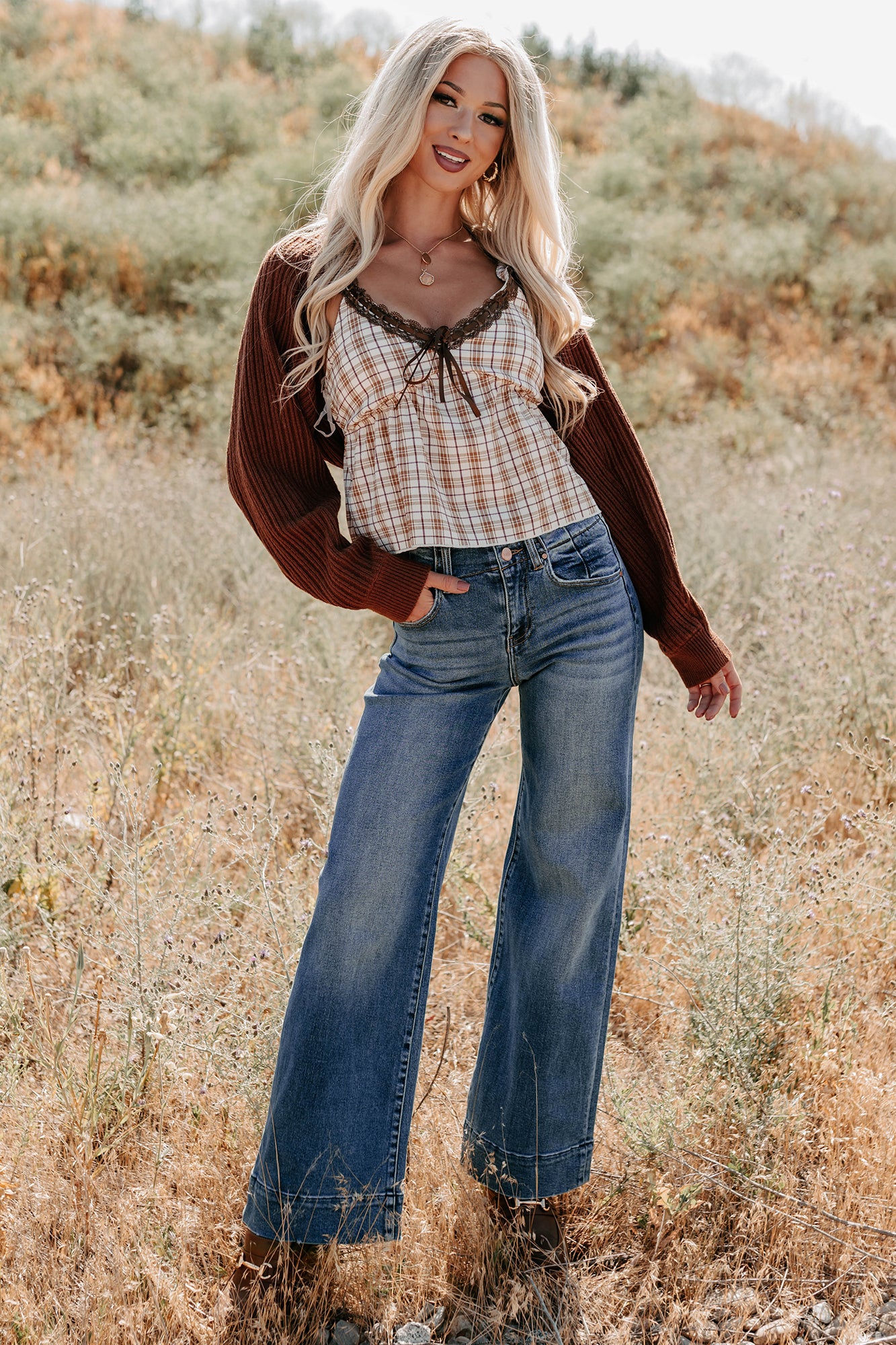 Toasted Coconut Season Bolero Shrug Cardigan (Chestnut) · NanaMacs