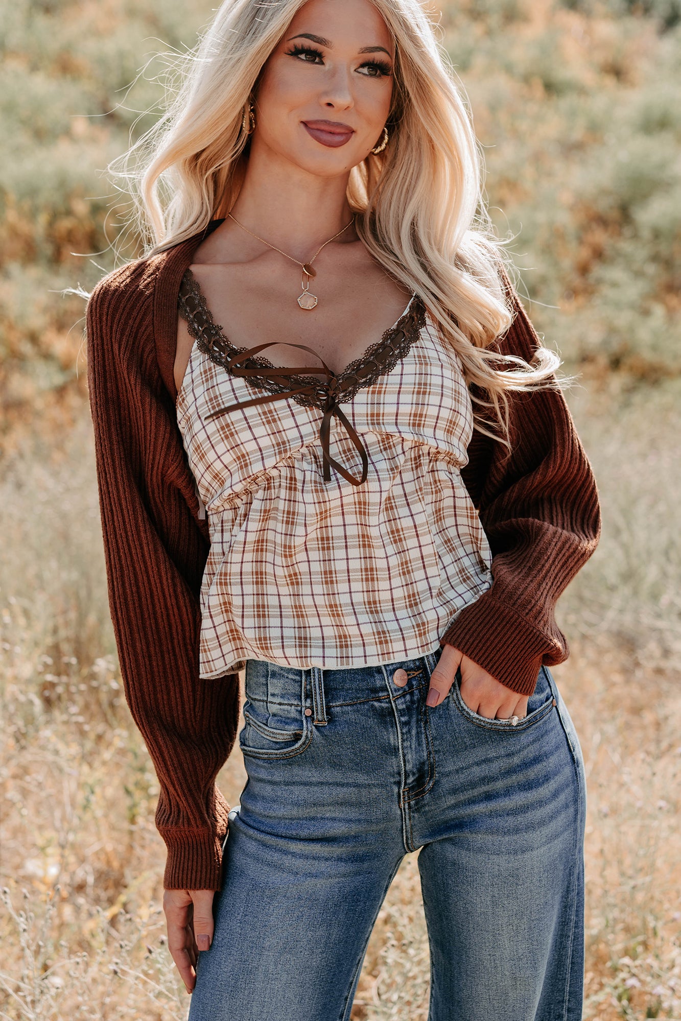 Toasted Coconut Season Bolero Shrug Cardigan (Chestnut) · NanaMacs