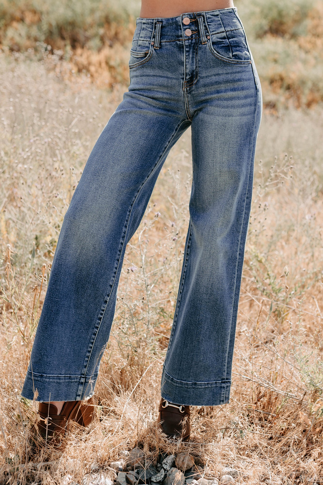 Calla Wide Leg High Rise Risen Jeans (Dark) · NanaMacs