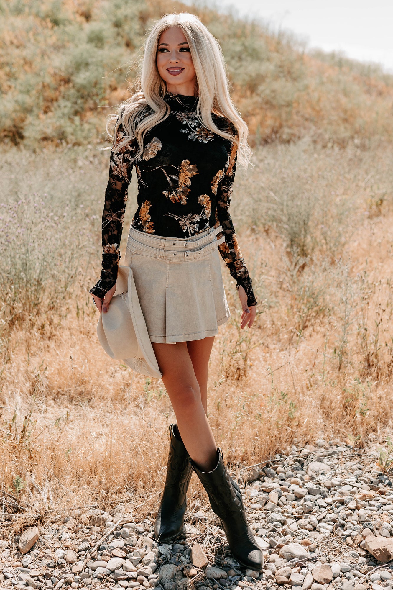 Cool, Calm & Collected Belted Denim Mini Skirt (Khaki) · NanaMacs