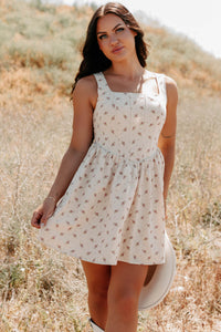 Blush Tells All Square Neck Floral Mini Dress (Natural) - NanaMacs