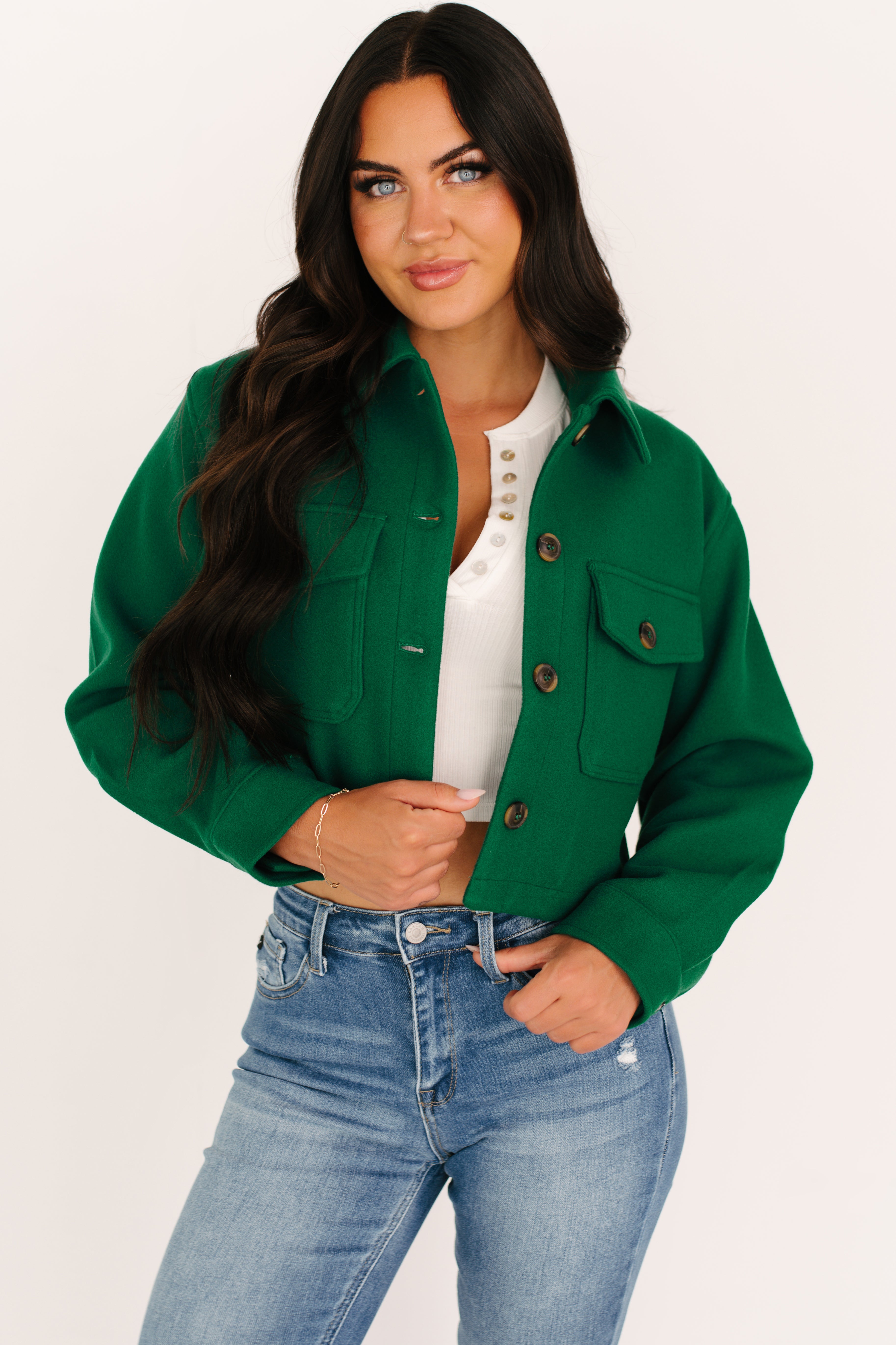 Soft But Savage Fleece Crop Jacket (Green) · NanaMacs