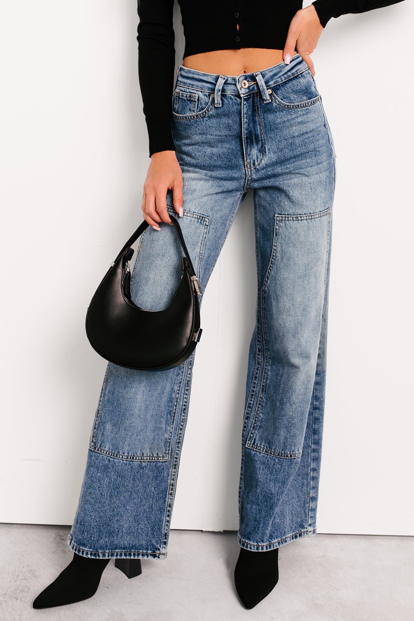 Rhodes High Rise Wide Leg Special A Jeans (Medium Dark) - NanaMacs