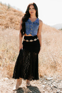 Downhome Darling Sleeveless Denim Vest (Blue Haze) - NanaMacs