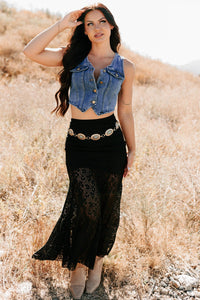 Downhome Darling Sleeveless Denim Vest (Blue Haze) - NanaMacs