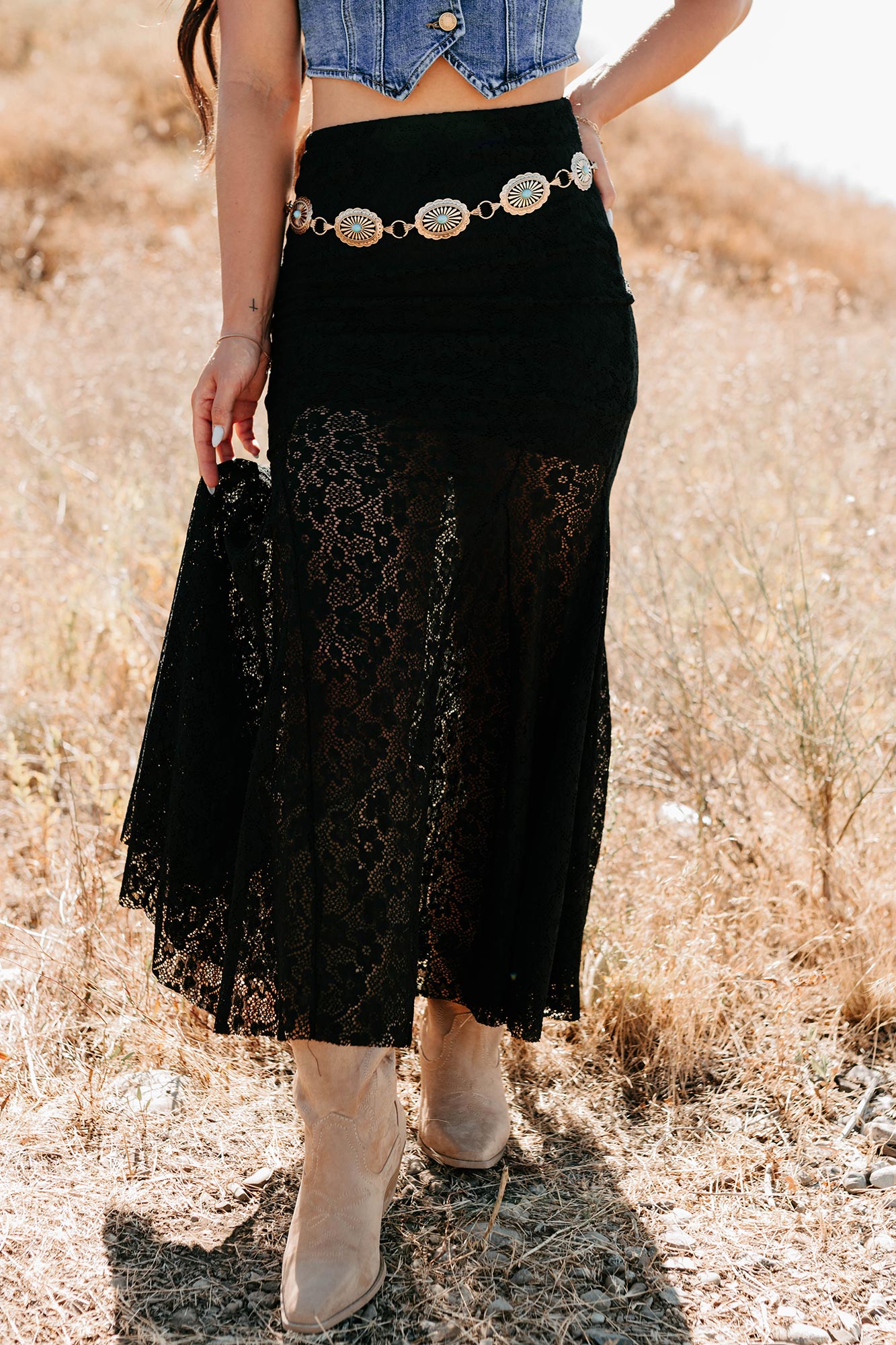 Hard Launch Love Floral Lace Maxi Skirt (Black) - NanaMacs