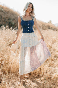 End Of Beginning Pleated Denim Tank Top (Denim) - NanaMacs