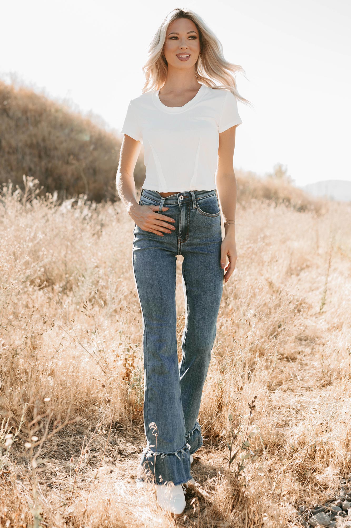 Deborah Tummy Control Ruffle Flare Special A Jeans (Dark) - NanaMacs