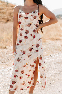 Inner Goddess Sleeveless Floral Midi Dress (Cream) - NanaMacs