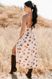 Inner Goddess Sleeveless Floral Midi Dress (Cream) - NanaMacs