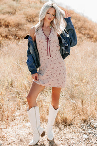 You Again Floral Gingham Halter Mini Dress (Burgundy) - NanaMacs