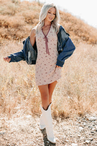 You Again Floral Gingham Halter Mini Dress (Burgundy) - NanaMacs