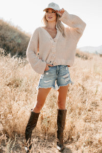 Alessandra Frayed Hem Cello Shorts (Medium Denim) - NanaMacs