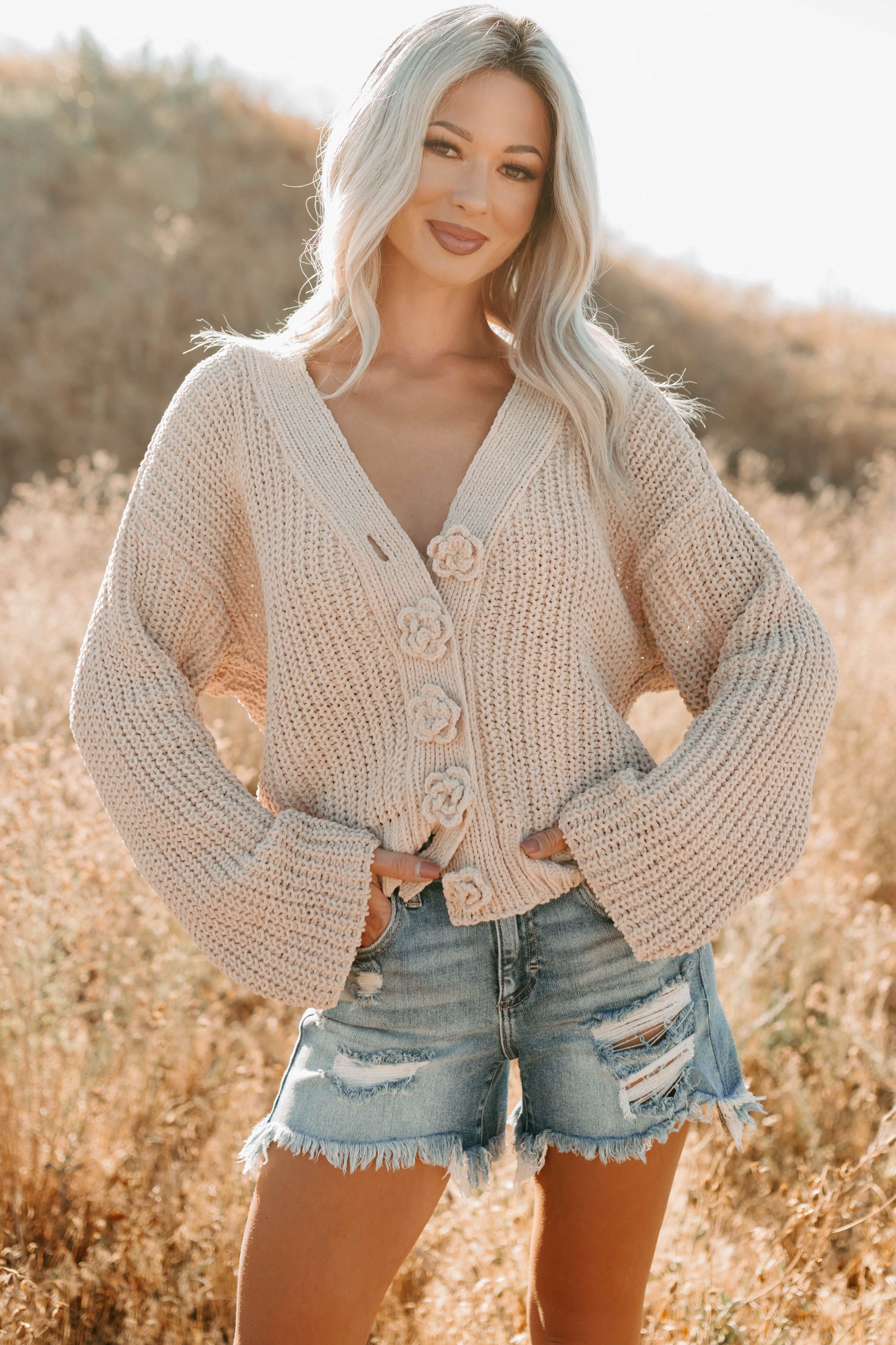 Soft & Still POL Oversized Chenille Cardigan (Latte) · NanaMacs