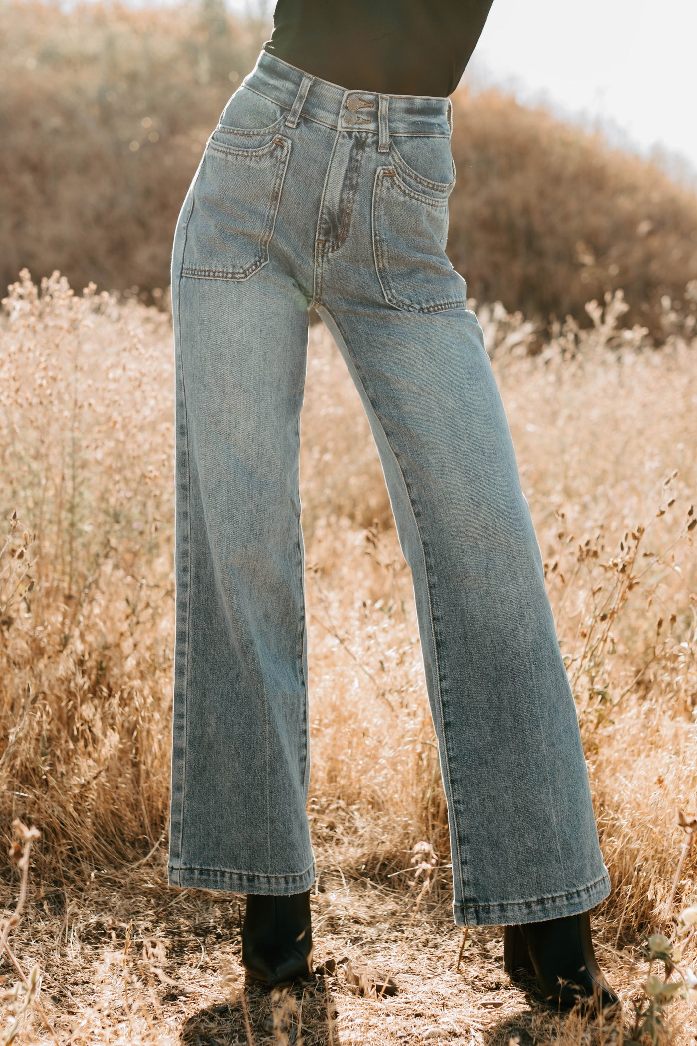 Kiera Tummy Control Wide Leg Saige Denim Jeans (Medium) - NanaMacs