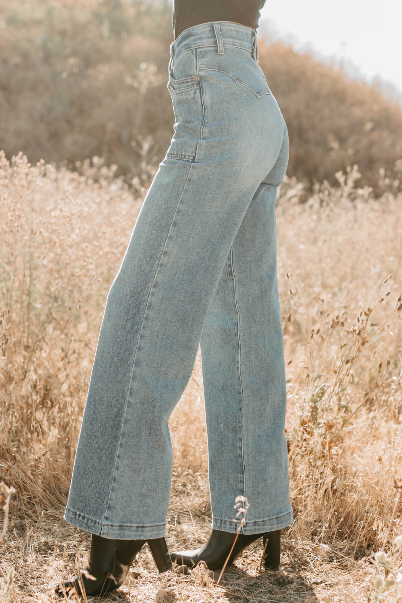 Kiera Tummy Control Wide Leg Saige Denim Jeans (Medium) - NanaMacs