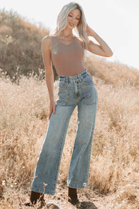 Kiera Tummy Control Wide Leg Saige Denim Jeans (Medium) - NanaMacs