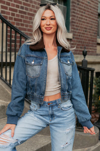 Breaking The Quiet Sherpa Collared Jacket (Denim) - NanaMacs