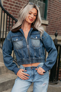 Breaking The Quiet Sherpa Collared Jacket (Denim) - NanaMacs