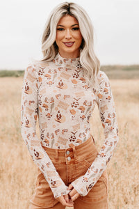 "Howdy Witch" NM Original Mesh Mock Neck Bodysuit (Howdy Witch) - NanaMacs