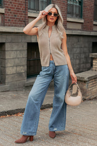 Radiant & Relaxed Stripe Cable Knit Vest (Coco) - NanaMacs