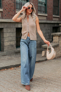 Radiant & Relaxed Stripe Cable Knit Vest (Coco) - NanaMacs