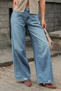 Jillian High Rise Wide Leg Mica Denim Jeans (Le Bleu) - NanaMacs