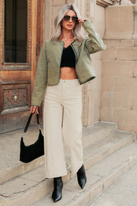 Maizie Tummy Control Wide Leg Cropped Risen Jeans (Ivory) - NanaMacs