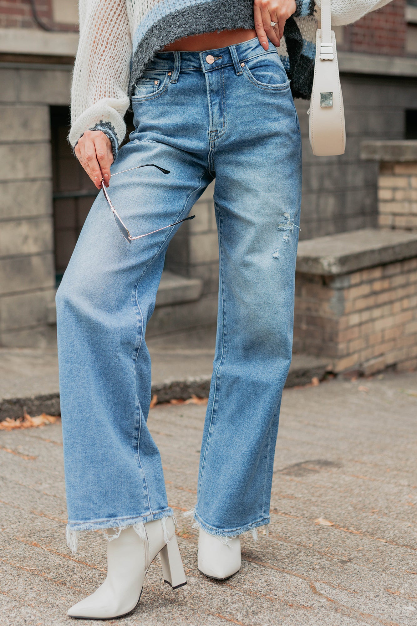 Zari High Rise Straight Leg Mica Denim Jeans (Medium) - NanaMacs