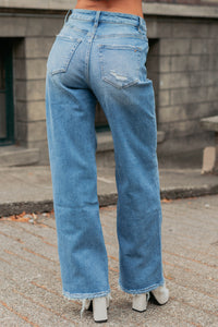 Zari High Rise Straight Leg Mica Denim Jeans (Medium) - NanaMacs