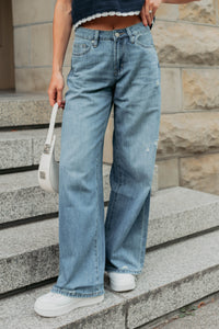 Jillian High Rise Wide Leg Mica Denim Jeans (Le Bleu) - NanaMacs