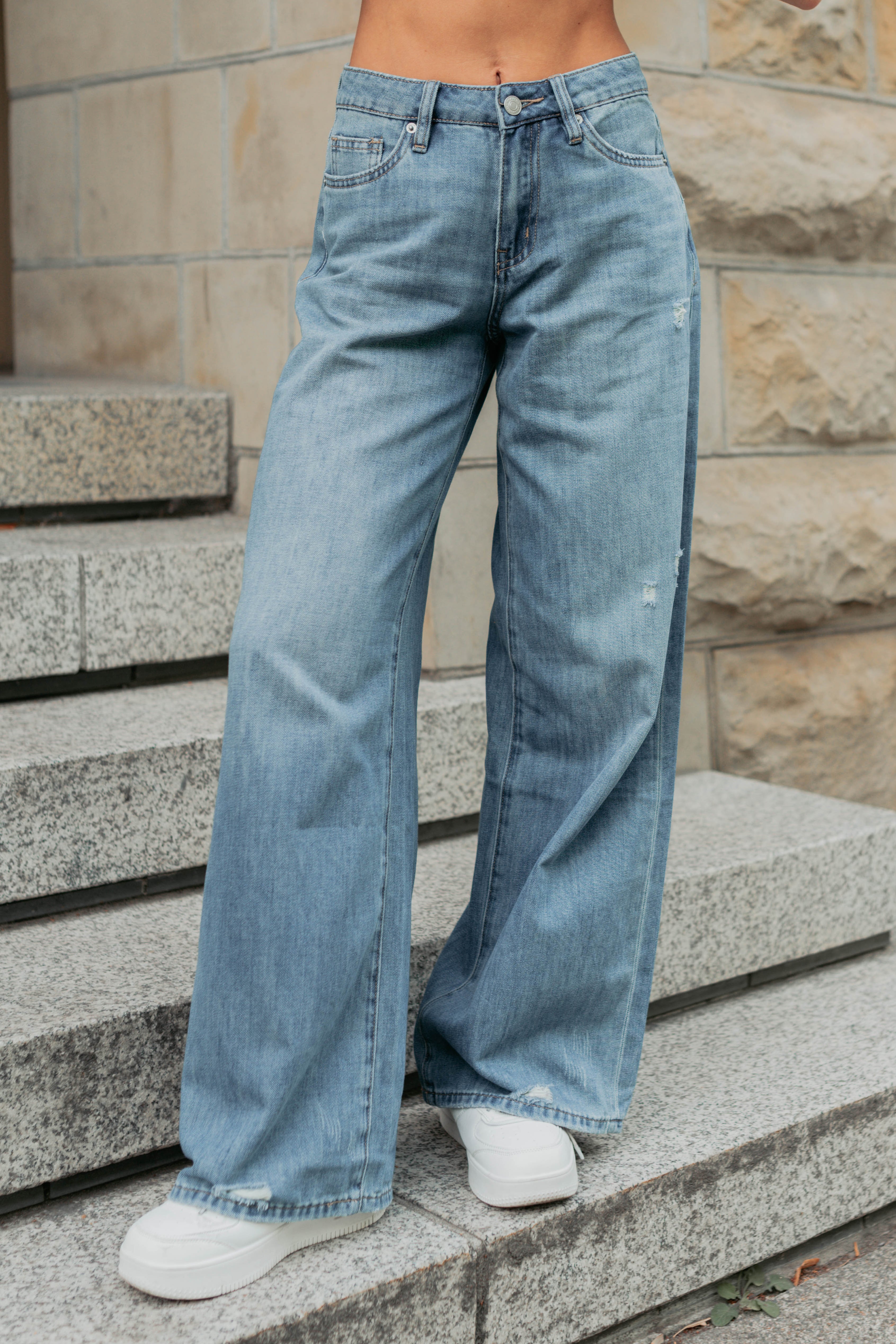 Jillian High Rise Wide Leg Mica Denim Jeans (Le Bleu) - NanaMacs