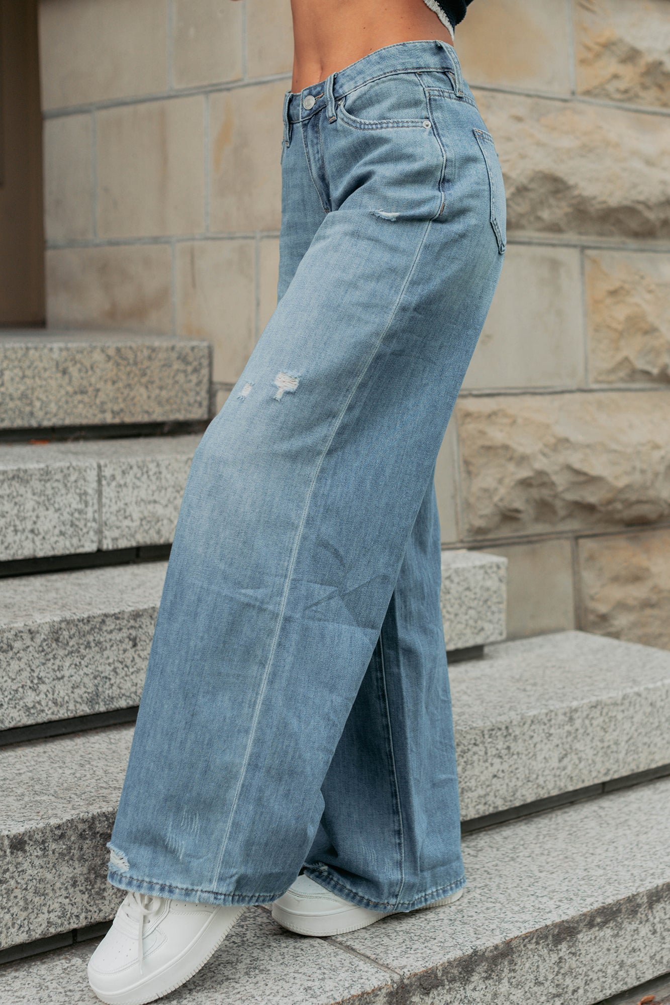 Jillian High Rise Wide Leg Mica Denim Jeans (Le Bleu) - NanaMacs