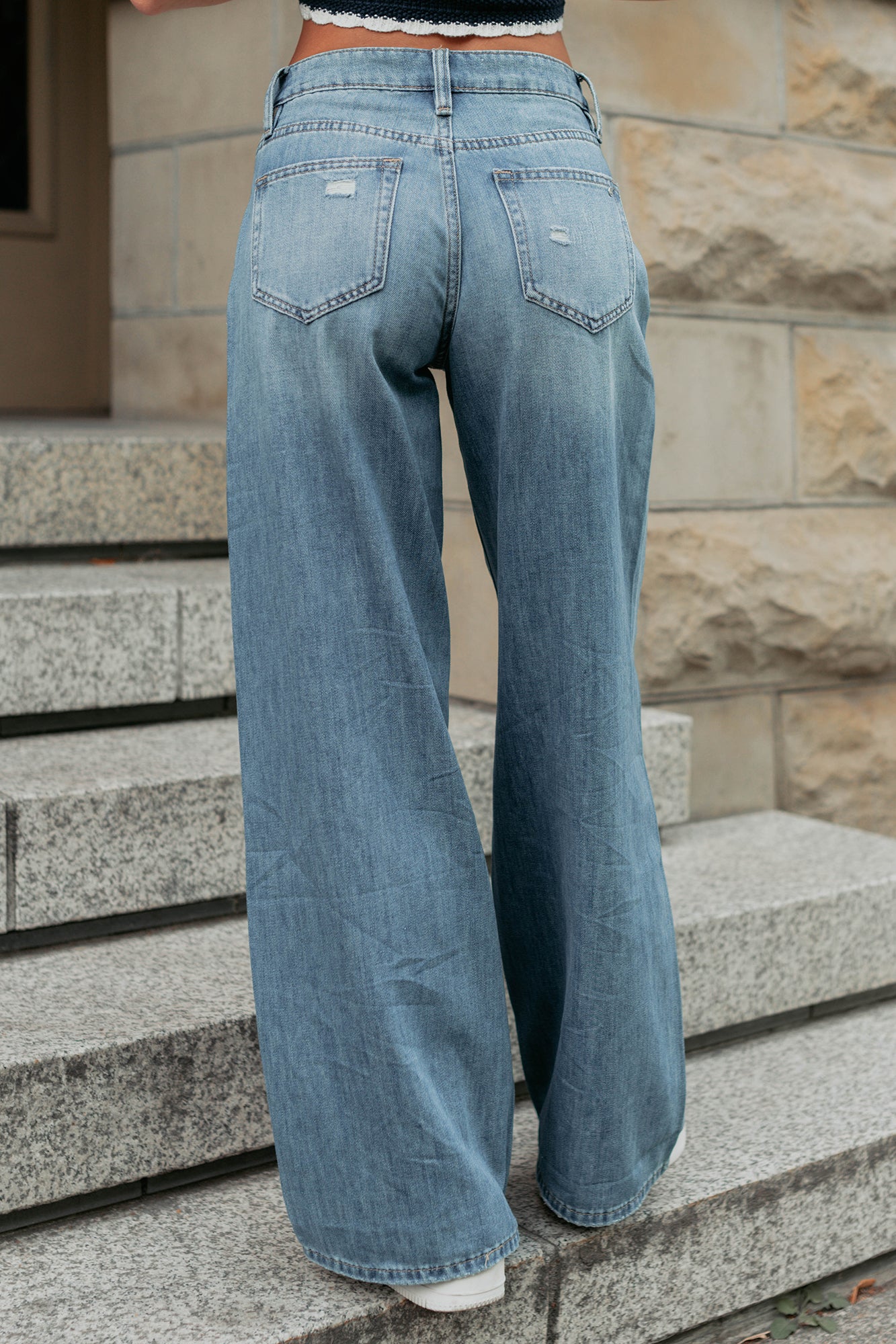 Jillian High Rise Wide Leg Mica Denim Jeans (Le Bleu) - NanaMacs