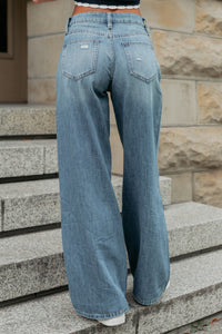 Jillian High Rise Wide Leg Mica Denim Jeans (Le Bleu) - NanaMacs