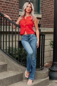 Always In Season Sleeveless Button-Up Top (Red) - NanaMacs