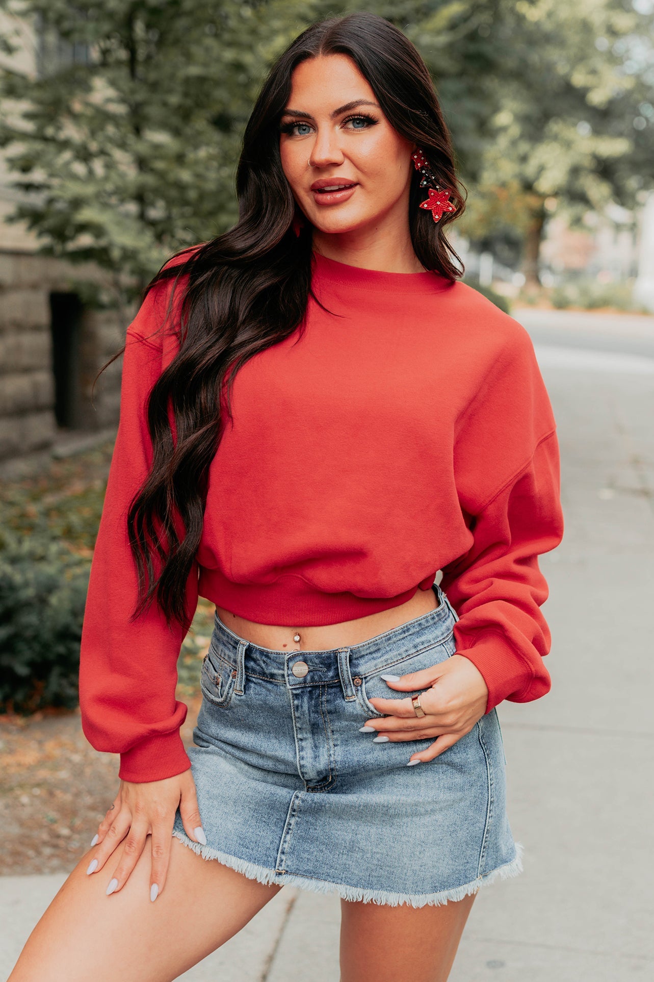 Finding My Rhythm Cropped Sweatshirt (Red) · NanaMacs
